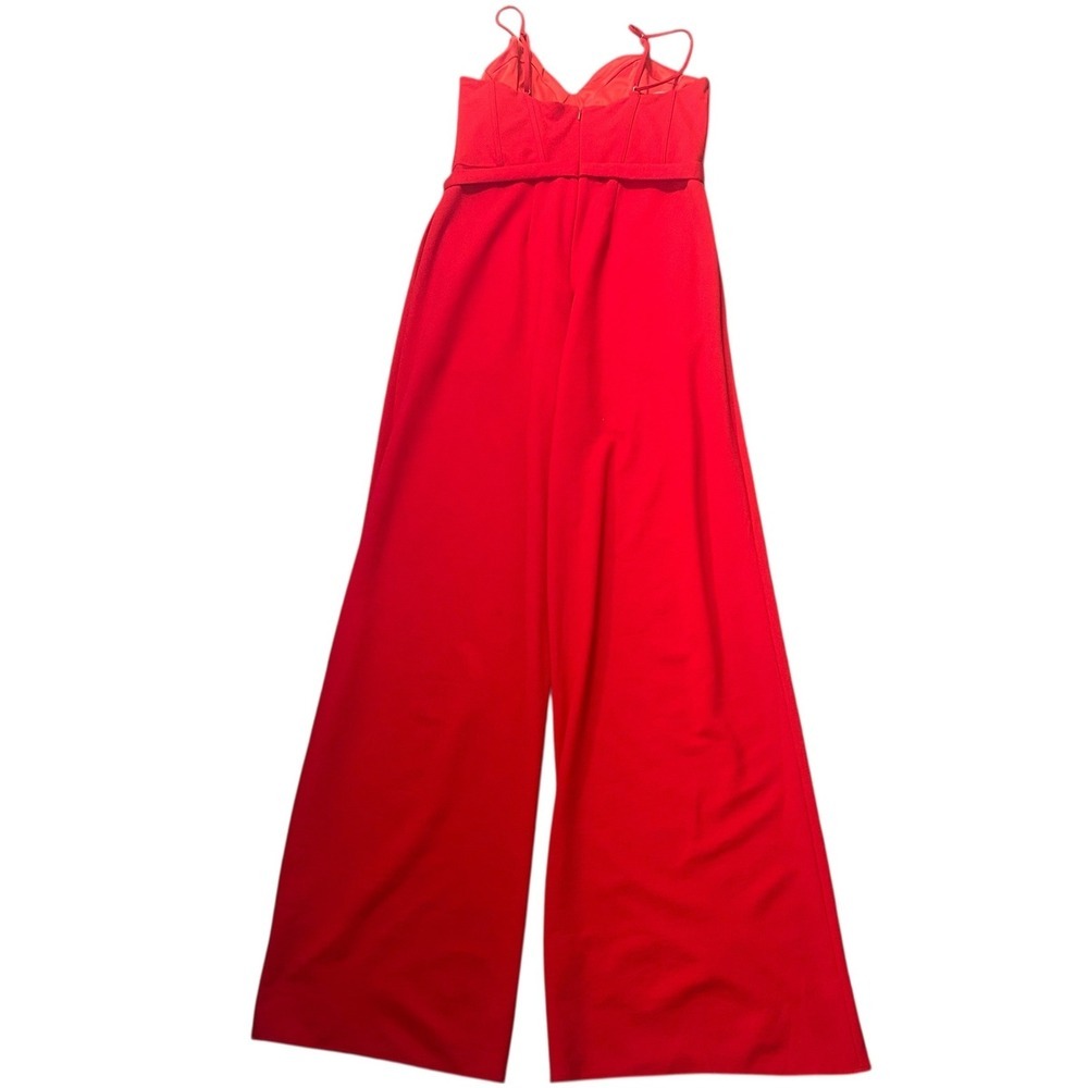 Red Wide-Leg Bustier Jumpsuit - Picture 2 of 5